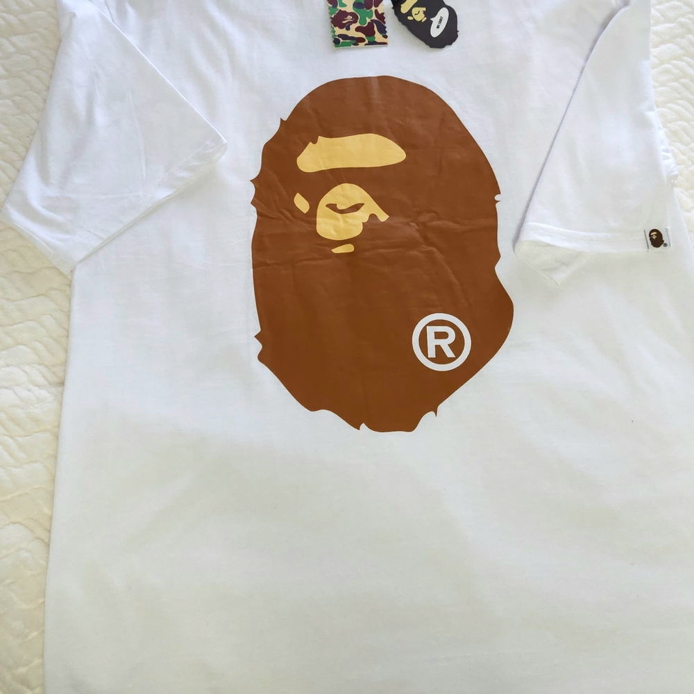 A Bathing Ape White Tee with Brown Ape Graphic